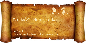 Matkó Henrietta névjegykártya